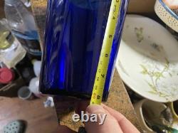 Cobalt Blue Blown Blue Glass Flip Hand Blown Glass Vase Late 19th- Early 20th c
