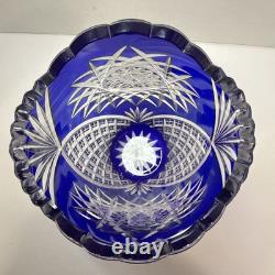 Cobalt Blue Cut To Clear Vase 7 Vintage