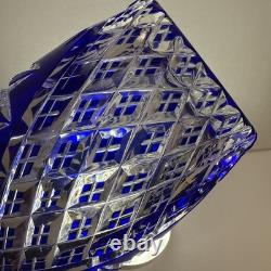 Cobalt Blue Cut To Clear Vase 7 Vintage