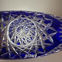 Cobalt Blue Cut To Clear Vase 7 Vintage