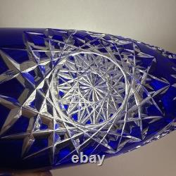 Cobalt Blue Cut To Clear Vase 7 Vintage