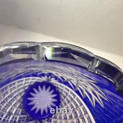 Cobalt Blue Cut To Clear Vase 7 Vintage