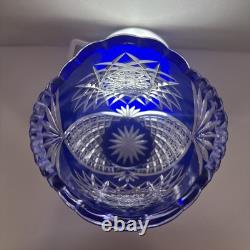 Cobalt Blue Cut To Clear Vase 7 Vintage