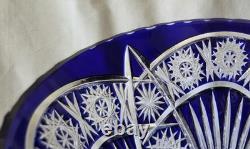 Cobalt Blue Cut to Clear Large 8 1/2-inch Glass Vase Nachtmann or Lausitzer