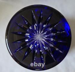Cobalt Blue Cut to Clear Large 8 1/2-inch Glass Vase Nachtmann or Lausitzer