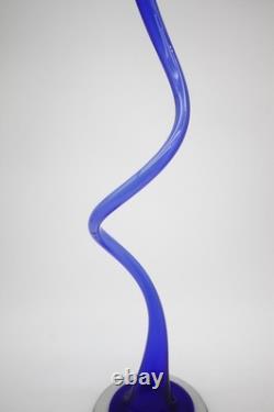 Cobalt Blue Extra Tall Single Flower Vase Hand Blown European Artisan 23