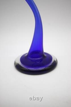 Cobalt Blue Extra Tall Single Flower Vase Hand Blown European Artisan 23