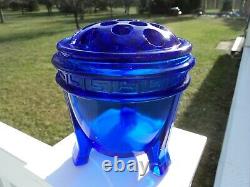 Cobalt Blue Flower Frog Vase Nice