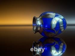 Cobalt Blue Glass Bud Vase Art Nouveau Sterling Silver Overlay Fredrich Spahr
