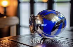 Cobalt Blue Glass Bud Vase Art Nouveau Sterling Silver Overlay Fredrich Spahr