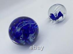 Cobalt Blue Glass Bundle Paperweights, Swung Vase & Avon Bell (See Photos)