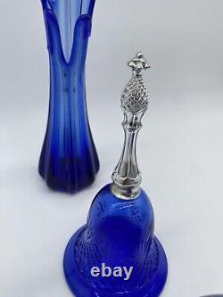 Cobalt Blue Glass Bundle Paperweights, Swung Vase & Avon Bell (See Photos)