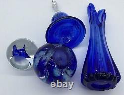 Cobalt Blue Glass Bundle Paperweights, Swung Vase & Avon Bell (See Photos)