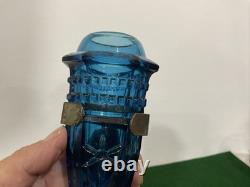Cobalt Blue Glass Car Bud Vase Cut Glass Art Deco 1920's WITH Holder. No Chips