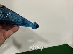 Cobalt Blue Glass Car Bud Vase Cut Glass Art Deco 1920's WITH Holder. No Chips