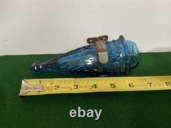 Cobalt Blue Glass Car Bud Vase Cut Glass Art Deco 1920's WITH Holder. No Chips