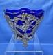 Cobalt Blue Glass Vase Insert Cherub Putti Lovebirds Silverplate Openwork C & Co