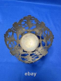 Cobalt Blue Glass Vase Insert Cherub Putti Lovebirds Silverplate Openwork C & Co