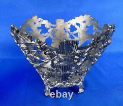 Cobalt Blue Glass Vase Insert Cherub Putti Lovebirds Silverplate Openwork C & Co