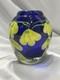 Cobalt Blue Hand-Blown Art Glass Vase Yellow Flowers Studio Style Decor 5Tall