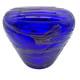 Cobalt Blue & Metallic Hand Blown Art Glass Centerpiece Vase