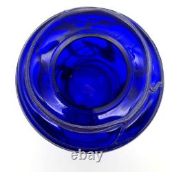 Cobalt Blue & Metallic Hand Blown Art Glass Centerpiece Vase