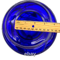 Cobalt Blue & Metallic Hand Blown Art Glass Centerpiece Vase