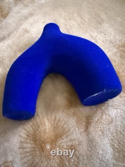Cobalt Blue Modern Sculptural Decorative Vases Velvet Finish Set of 3