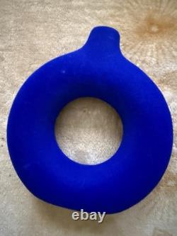 Cobalt Blue Modern Sculptural Decorative Vases Velvet Finish Set of 3