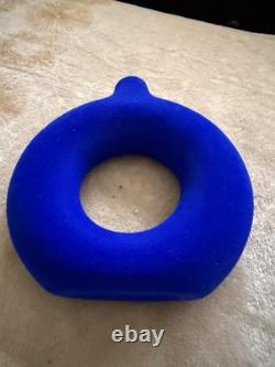 Cobalt Blue Modern Sculptural Decorative Vases Velvet Finish Set of 3