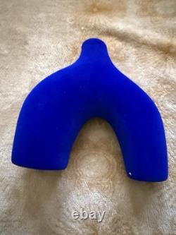 Cobalt Blue Modern Sculptural Decorative Vases Velvet Finish Set of 3