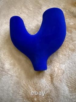 Cobalt Blue Modern Sculptural Decorative Vases Velvet Finish Set of 3