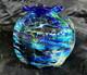 Cobalt Blue Papillon Bohemian Iridescent Czech Cuk 99' Glass Vase 5 Over