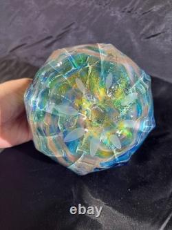 Cobalt Blue Papillon Bohemian Iridescent Czech Cuk 99' Glass Vase 5 Over Cobalt Blue Papillon Bohemian Iridescent Czech Cuk 99' Glass Vase 5 Over