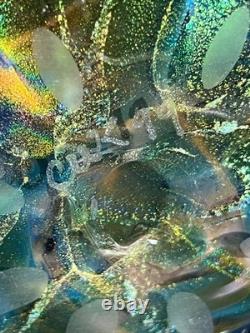 Cobalt Blue Papillon Bohemian Iridescent Czech Cuk 99' Glass Vase 5 Over Cobalt Blue Papillon Bohemian Iridescent Czech Cuk 99' Glass Vase 5 Over