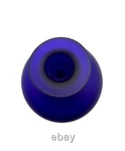 Cobalt Blue Satin Studio Art Glass Vase 10 1/2 Clean-Line Minimalist