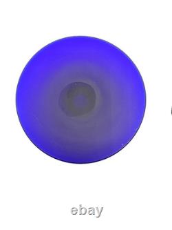 Cobalt Blue Satin Studio Art Glass Vase 10 1/2 Clean-Line Minimalist