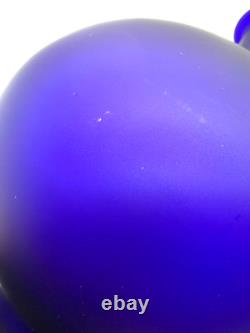 Cobalt Blue Satin Studio Art Glass Vase 10 1/2 Clean-Line Minimalist
