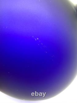Cobalt Blue Satin Studio Art Glass Vase 10 1/2 Clean-Line Minimalist