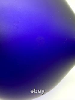 Cobalt Blue Satin Studio Art Glass Vase 10 1/2 Clean-Line Minimalist