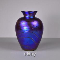 Colin Heaney Cape Byron Hot Glass Vase, 1989, 14cm Iridescent Blue, Purple