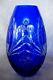 Collectible Large Cobalt Blue Blown Glass Cut-to-Clear Vase Estate Item