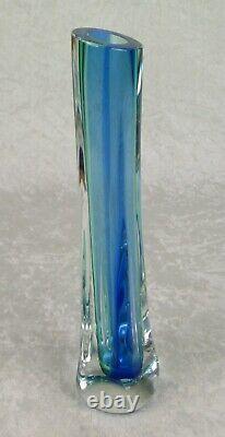 Connie and Jim Grant Art Glass Vase Celestial Glass Modern Blue Green 10-1/4in