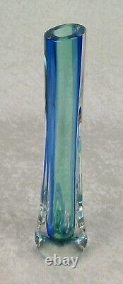 Connie and Jim Grant Art Glass Vase Celestial Glass Modern Blue Green 10-1/4in