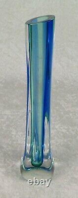 Connie and Jim Grant Art Glass Vase Celestial Glass Modern Blue Green 10-1/4in