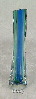 Connie and Jim Grant Art Glass Vase Celestial Glass Modern Blue Green 10-1/4in