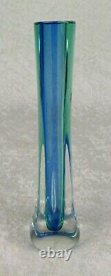 Connie and Jim Grant Art Glass Vase Celestial Glass Modern Blue Green 10-1/4in