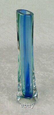 Connie and Jim Grant Art Glass Vase Celestial Glass Modern Blue Green 10-1/4in