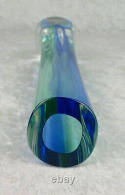 Connie and Jim Grant Art Glass Vase Celestial Glass Modern Blue Green 10-1/4in