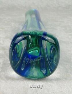 Connie and Jim Grant Art Glass Vase Celestial Glass Modern Blue Green 10-1/4in